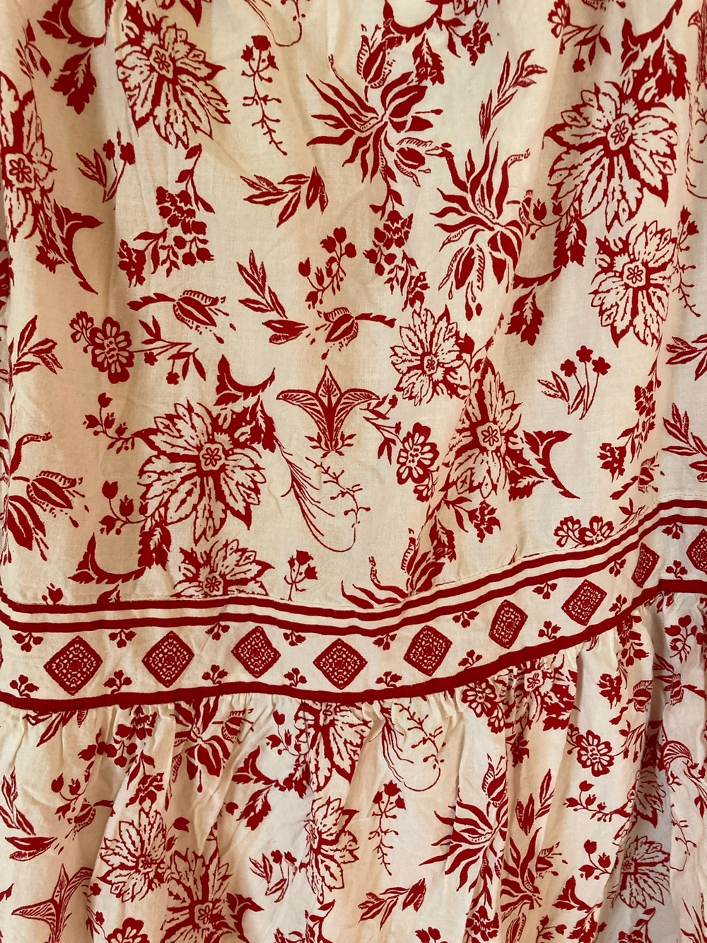 Japna Cream Maxi Skirt with Red Floral Print - Picture 3 of 8